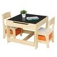 preview thumbnail 1 of 12, 3 Piece Multi-Functional Children's Wooden Table and Chair Set with Two Storage Bags - (24.21 x 24.21 x 18.90)" (L x W x H). Natural-White
