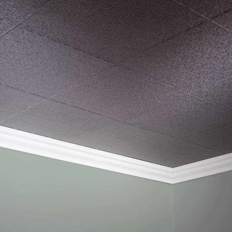 FASÄDE Border Fill Decorative Vinyl 2ft x 4ft Glue Up Ceiling Panel in Galvanized Steel (5 Pack)