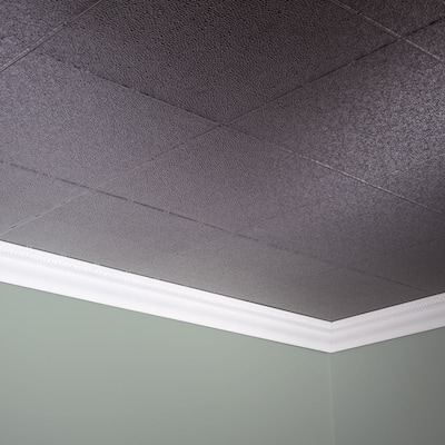 FASÄDE Border Fill Decorative Vinyl 2ft x 4ft Glue Up Ceiling Panel in Galvanized Steel (5 Pack)
