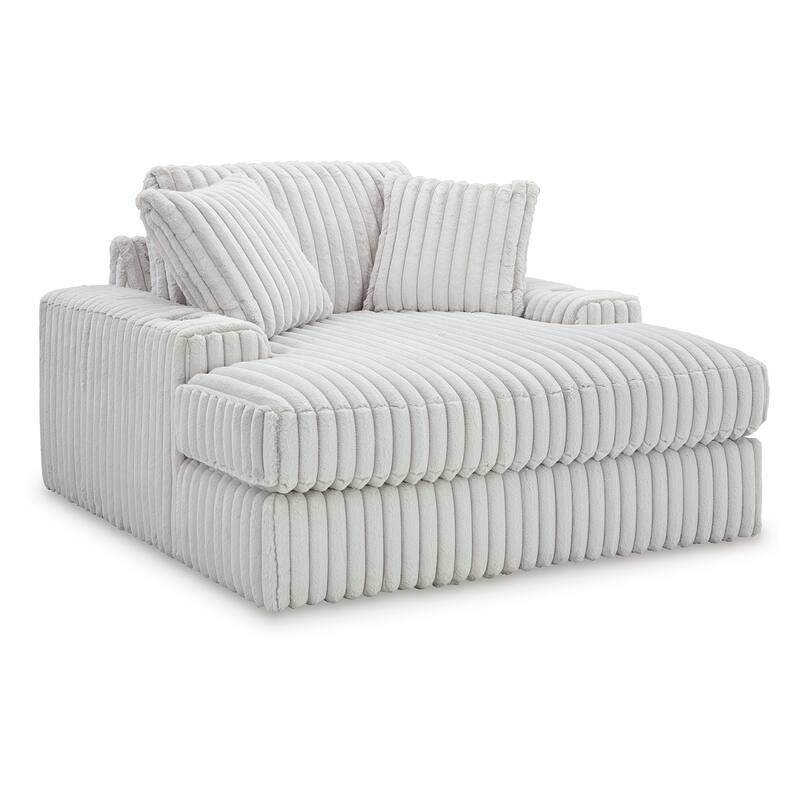 Peno Oversized Lounge Chaise, USB, Light Gray Jumbo Cord Polyester