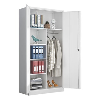 Metal Armoire Wardrobe Closet Cabinet with Lock Doors, -72
