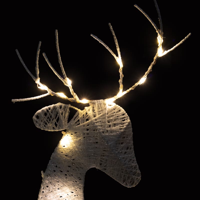 3 LED Lighted White Reindeer Family Outdoor Christmas Decorations 29"