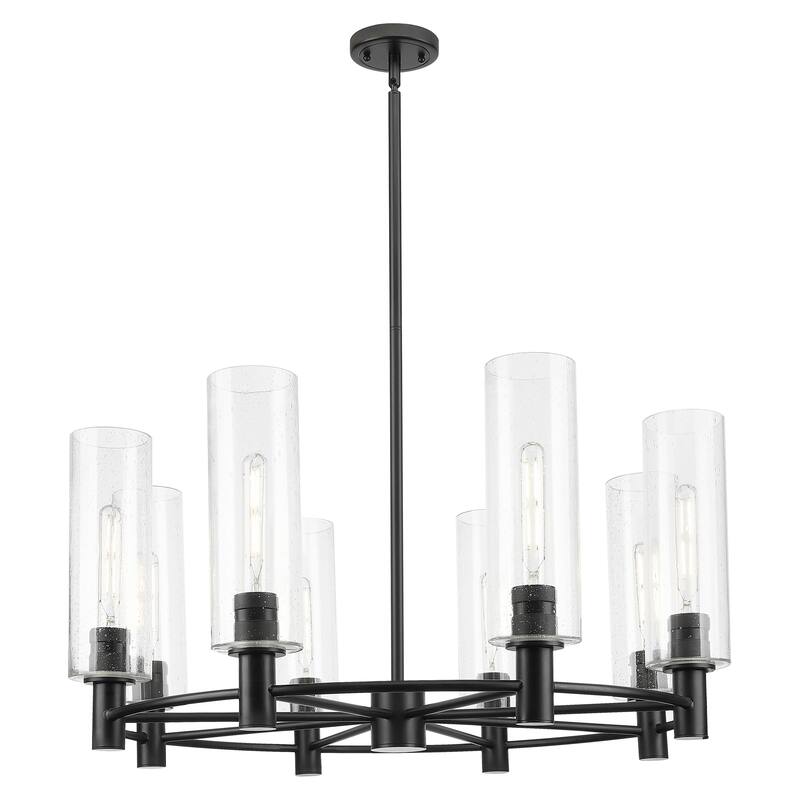 Innovations Lighting Downtown Urban - Crown Point - 8 Light 32" Stem Hung Chandelier with 12" Shade - Seedy/Matte Black