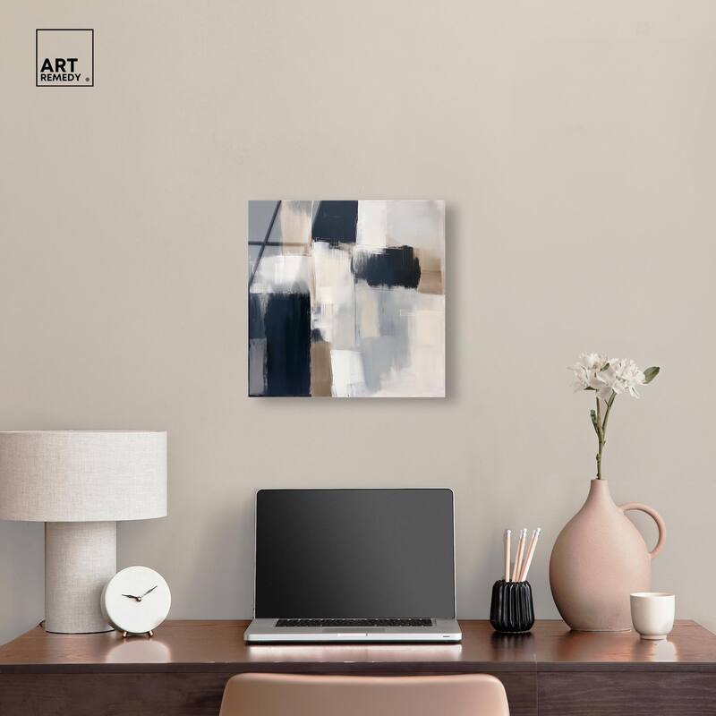Blue and Tan Abstraction II Acrylic by Art Remedy, Ready to Hang
