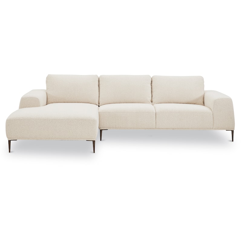 Poly & Bark Rue 113" Fabric Sectional Sofa - Crema White Boucle - Left Facing