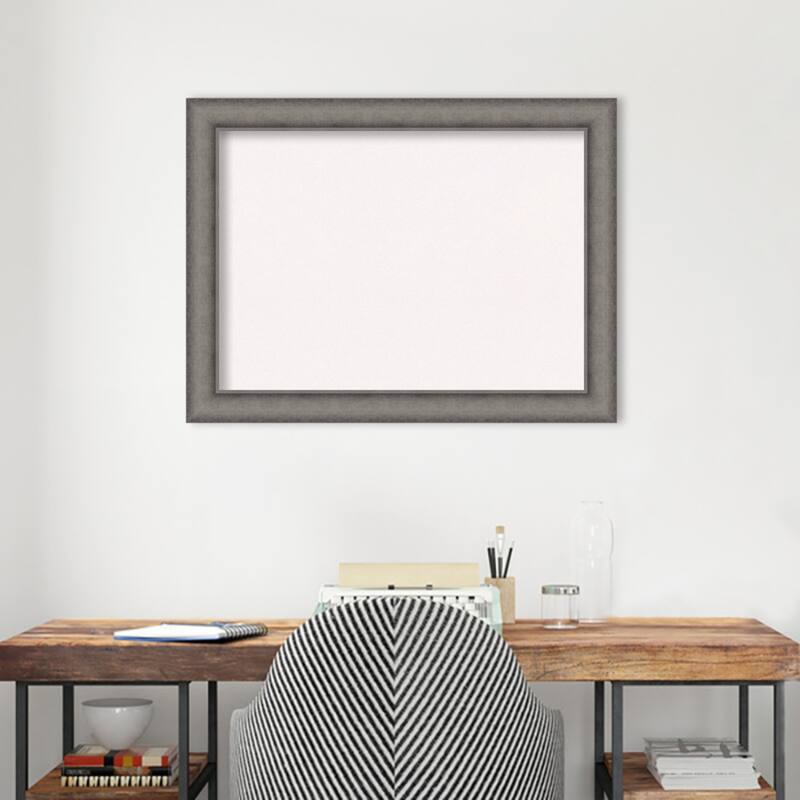 Burnished Concrete Wood Framed White Corkboard Bulletin Board