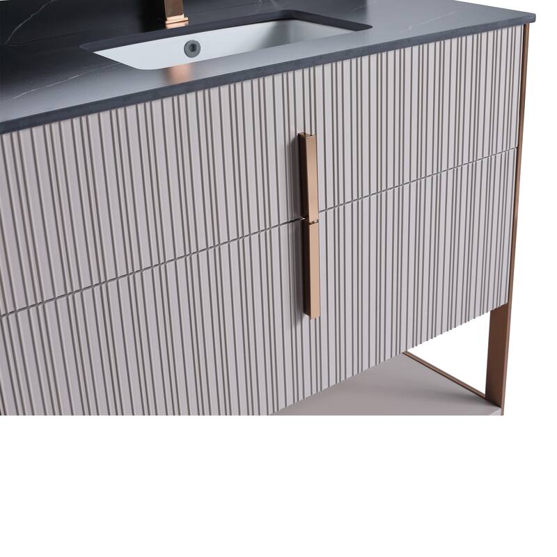 Fine Fixtures Serenity Modern Bathroom Vanity with Black Sintered Stone Top