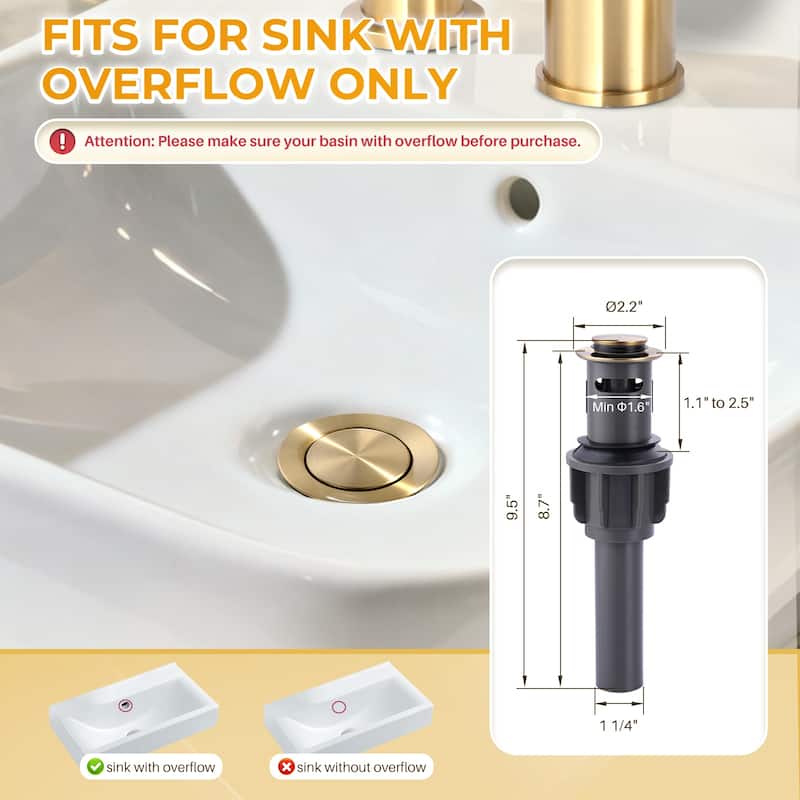 WOWOW 8 in.Double Handle Waterfall Bathroom Faucet with Pop-up Drain