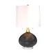 preview thumbnail 2 of 2, 27 Inch Glass Table Lamp with Round Base and Carved Diamond Pattern, Black - 27 H x 15 W x 15 L Inches