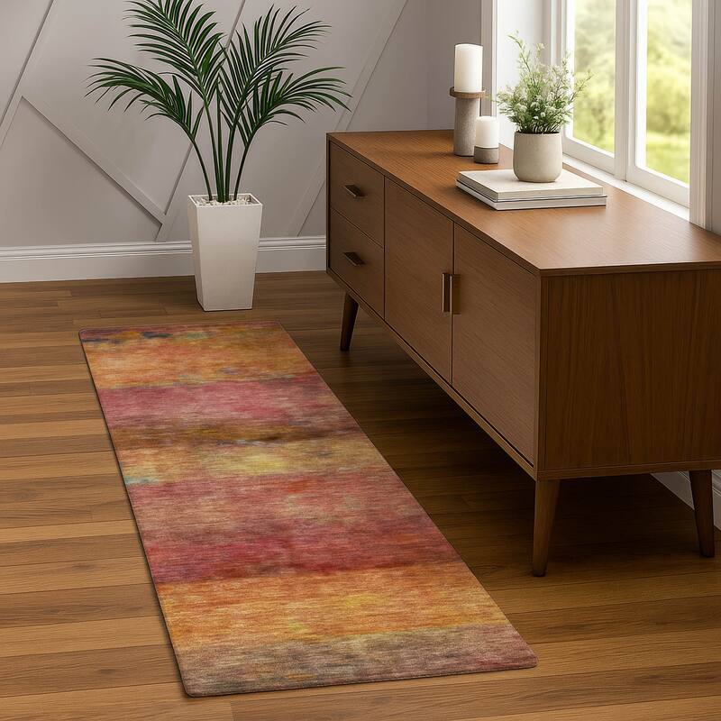 Machine Washable Indoor/ Outdoor Contemporary Ombre Chantille Rug
