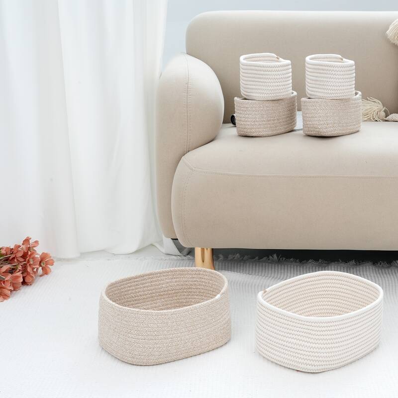 3 Packs Woven Storage Basket, Shelf Closet Storage Organizer Bin for Blankets, Clothes, Shoes for Living Room Home Decor