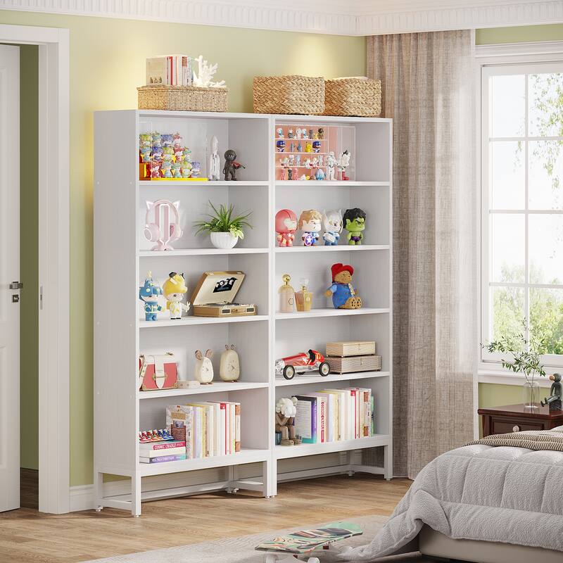 Tall Bookcase Black Bookshelf, 70.8 Inches Large Bookcases Organizer