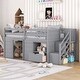 preview thumbnail 1 of 9, Gray Twin Size Solid Wood Low Loft Bed with Stairs Gray