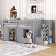 preview thumbnail 23 of 31, Twin Size Solid Wood Low Loft Bed with Stair, Drawer, and Shelf for Bedroom Gray