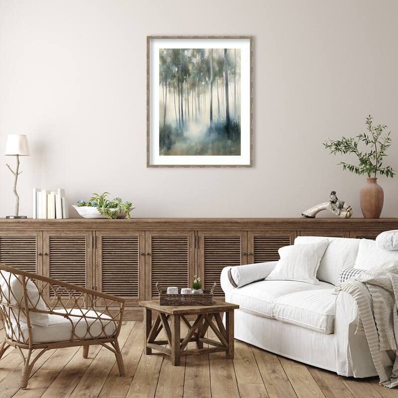 Shimmery Trees by Tradelink inhouse artist Wood Framed Wall Art Print - Mila Dark Silver