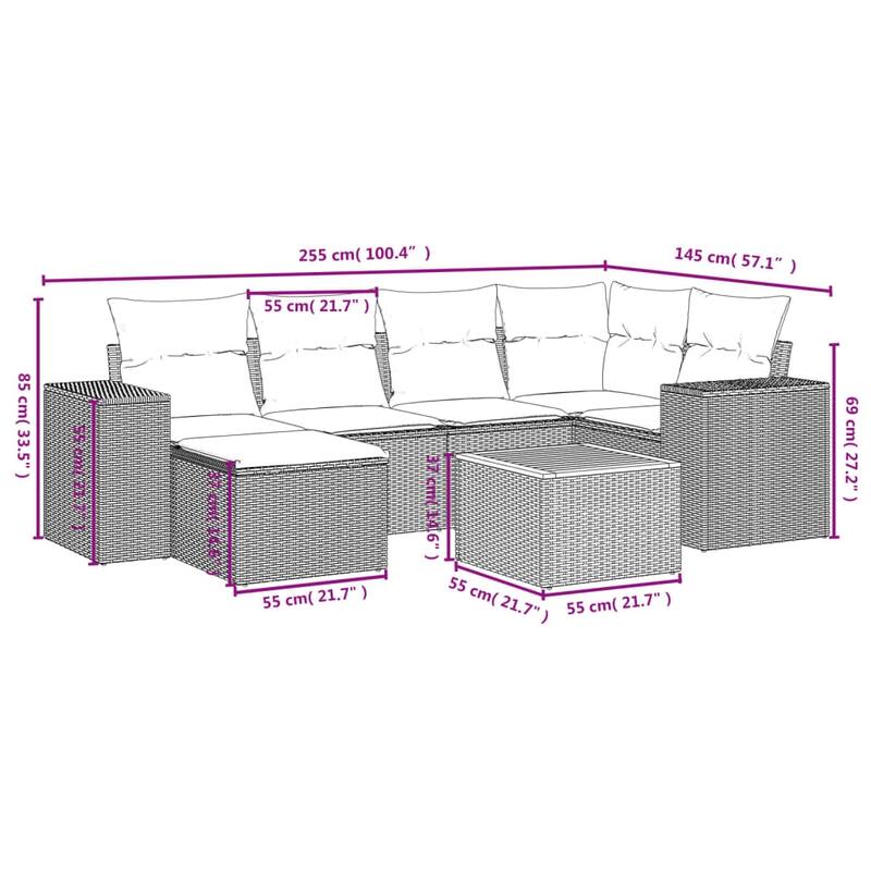 vidaXL Garden Sofa Set Black