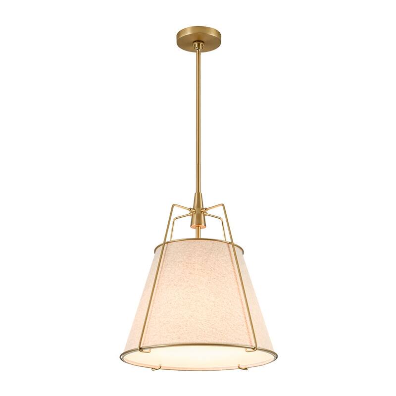 Mid Century 4-Light Conical Ivory Linen Lantern Pendant Ambient Light