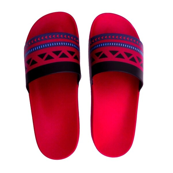 Red ethnic slide sandals. Opens flyout.