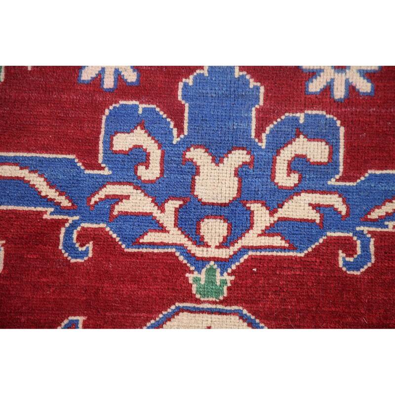 Hand Knotted Oriental 100% Wool Carpet Traditional Geometric Red Kazak Area Rug - 9' 9'' X 6' 6''
