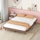 preview thumbnail 18 of 22, Full Size Floating Platform Bed Frame with Slats, No Headboard