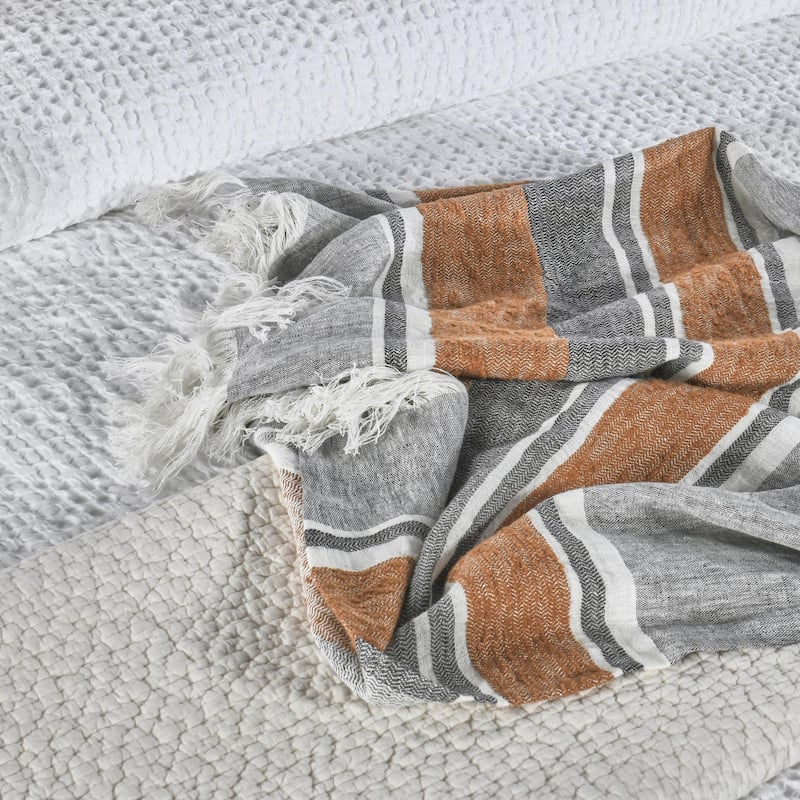 Villa by Classic Home Lima 100% Belgian Linen 50x70 Throw Blanket