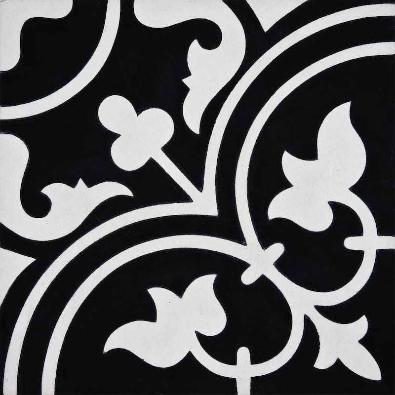 Handmade Casa in Black and White Tile, Pack of 12 (Morocco)