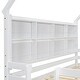 preview thumbnail 16 of 16, Twin House Loft Bunk Bed Kids Bed with Guardrails Semi-enclosed Roof Bedside Shelves and Ladder, Grey