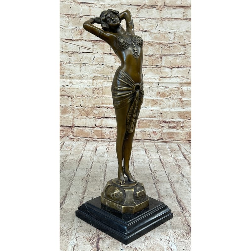 Middle Eastern Belly Dancer Girl Art Deco Bronze Sculpture Statue Figure Decor