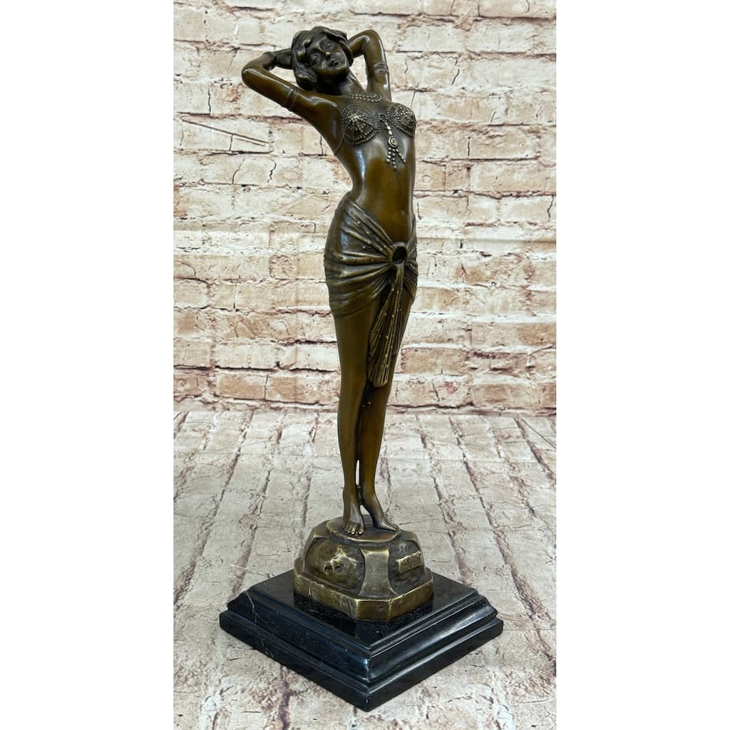 Middle Eastern Belly Dancer Girl Art Deco Bronze Sculpture Statue Figure Decor
