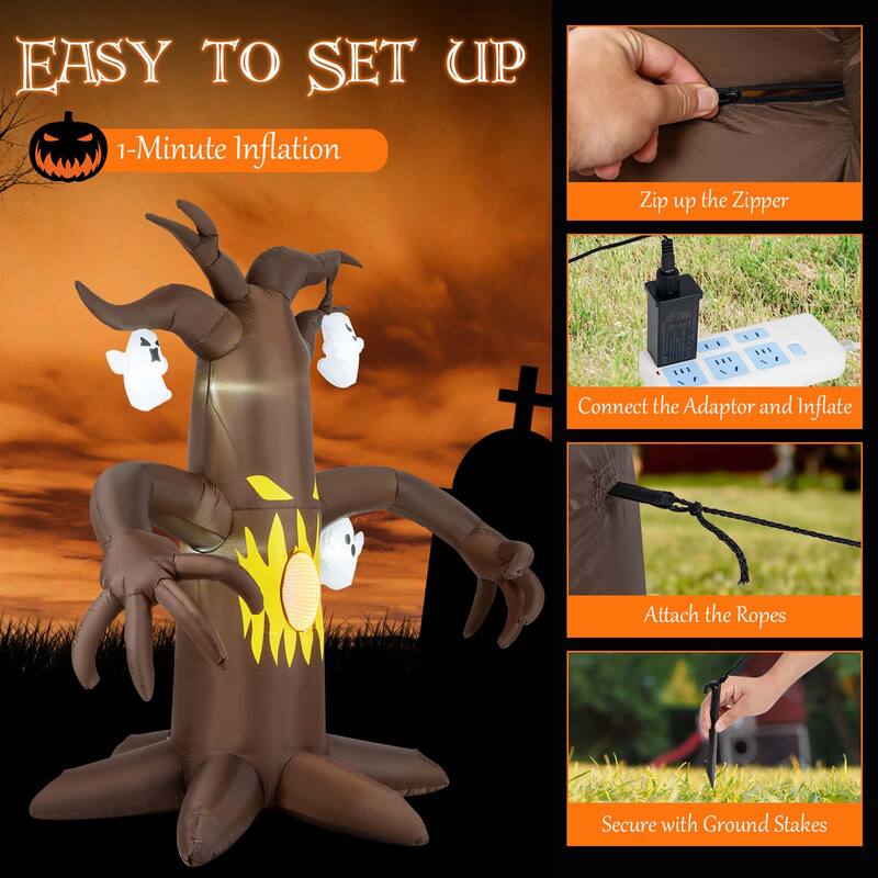 Costway 7.8 Ft Halloween Inflatables Scary Dead Tree Halloween - See Details