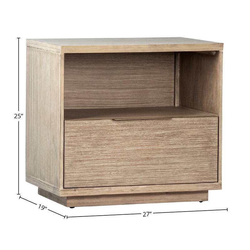 Finn 1-Drawer Storage Nightstand, Light Wash Acacia