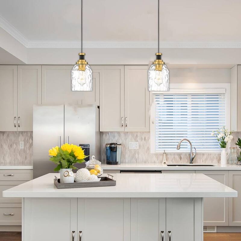 2 Pack bulb light black,gold hanging light glass, metal pendant light