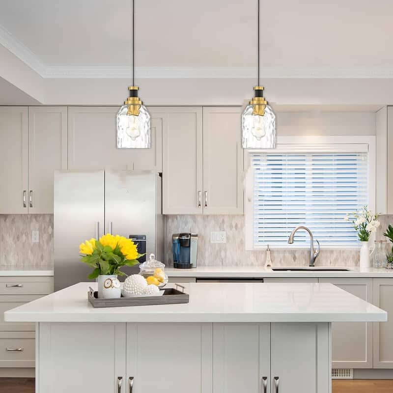 2 Pack bulb light black,gold hanging light glass, metal pendant light