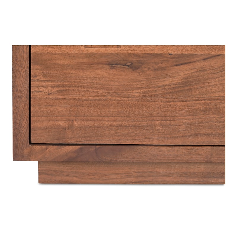 NADAAL STUDIOS Sterling Nightstand, Solid Acacia Wood with Live Edge Detail, Dark Brown