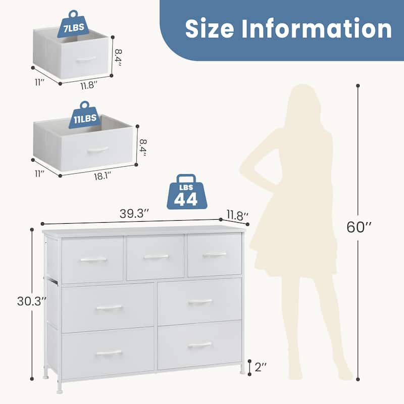 Tall Dresser Storage Tower with 7 Fabric Drawers
