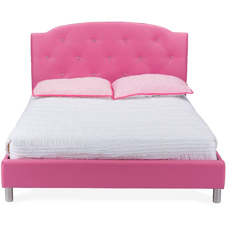 Silver Orchid Bird Pink Leather Contemporary Full Bed