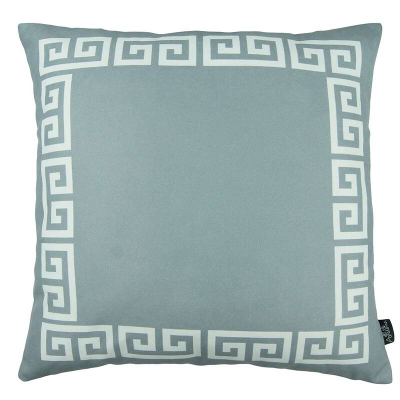 HomeRoots Yellow and White Greek Key Bordered Throw Pillow - Grey