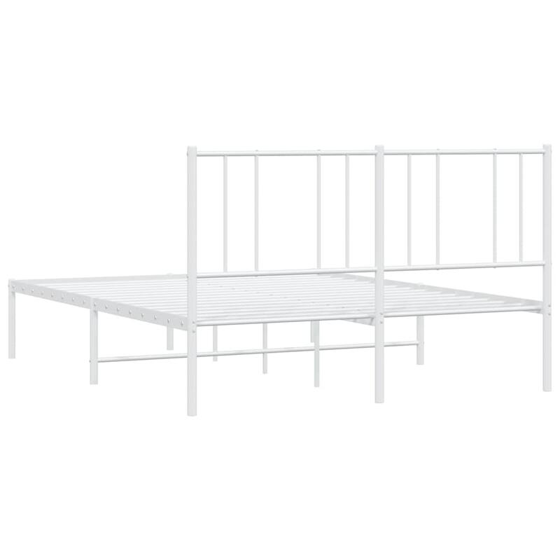 vidaXL Metal Bed Frame with Headboard, No Mattress