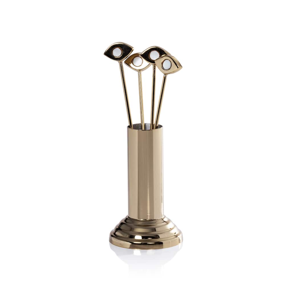 Evil Eye 4-Piece Set Cocktail Picks with Stand