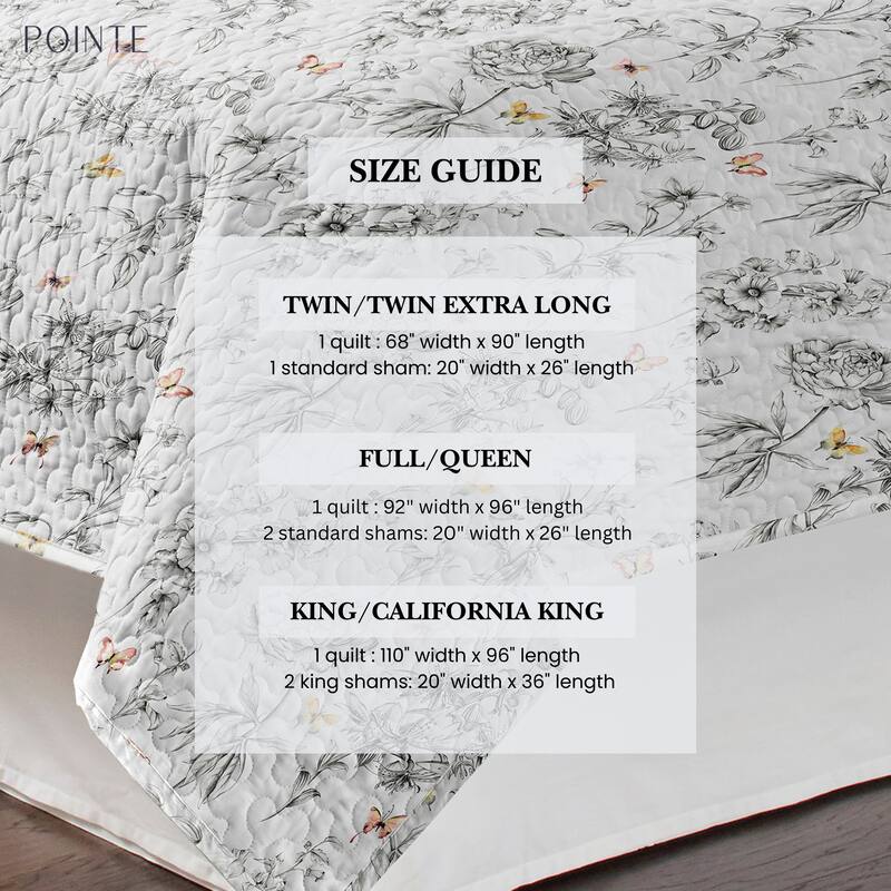 Pointehaven Percale Cotton Oversized Printed Scroll Design Quilt Set