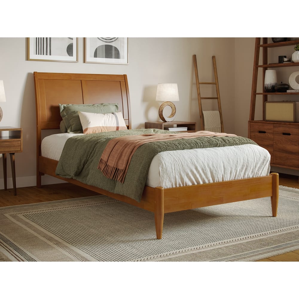 Valencia Solid Wood Low Profile Sleigh Platform Bed