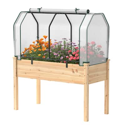 Costway Raised Garden Bed with Dual Zipper Door Greenhouse for Patios