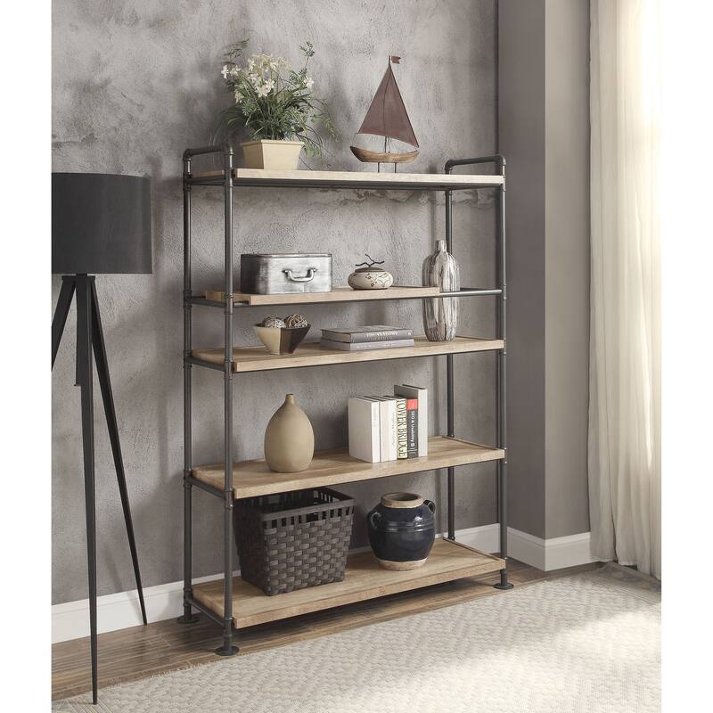 Brantley Oak & Sandy Black Finish Bookshelf