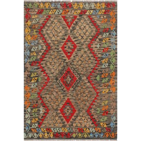 Bauhaus Turkish Kilim Osvaldo Hand Woven Area Rug - 4'0" x 5'9"