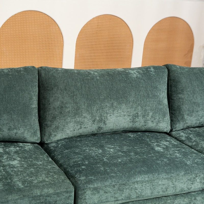 111.42" Chenille Upholstered Three Seater Sofa