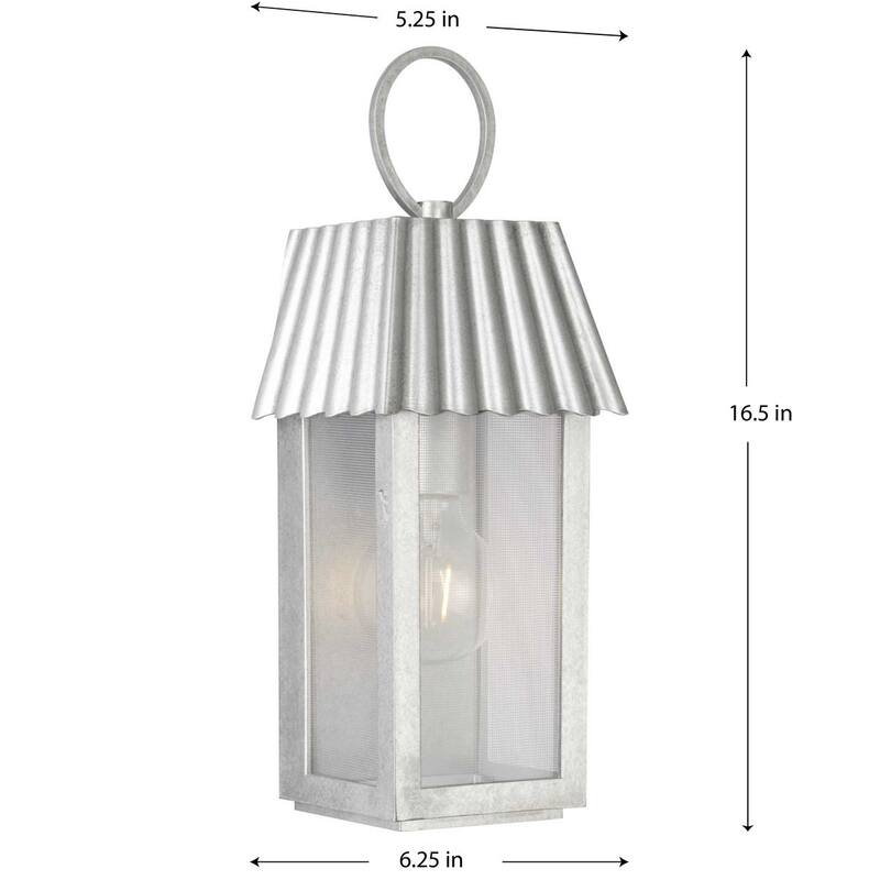 POINT DUME® Hook Pond Galvanized Finish Outdoor Wall Lantern with DURASHIELD - 6.25 in x 5.25 in x 16.5 in