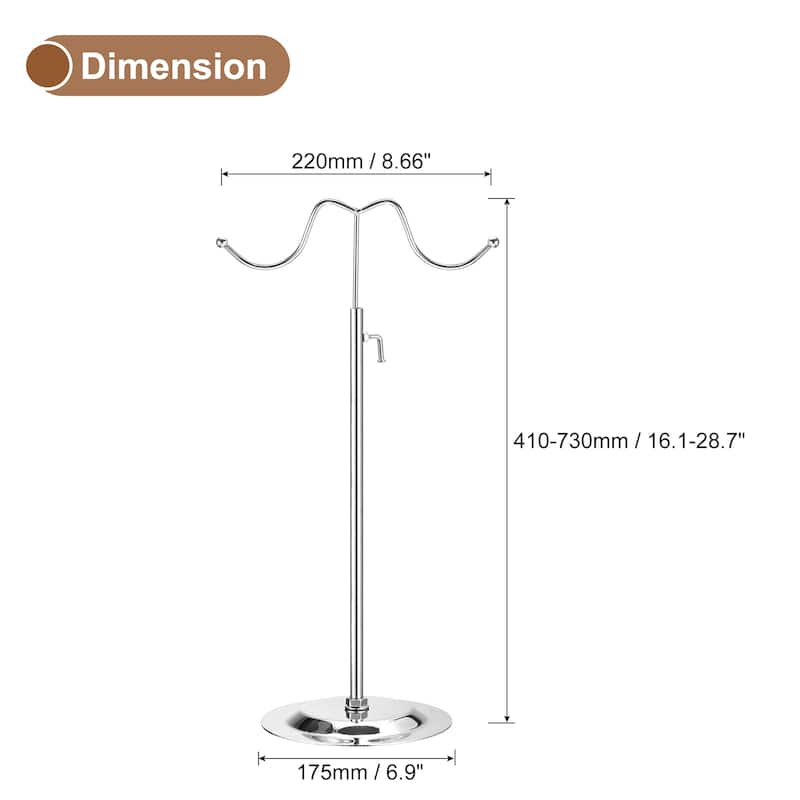 Purse Display Stand Set 2 Pack Adjustable Double Hook Handbag Rack - Silver - Silver
