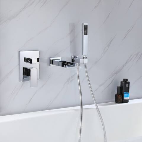 TrustMade Waterfall Single Handle Wall Mount Tub Faucet, Chrome