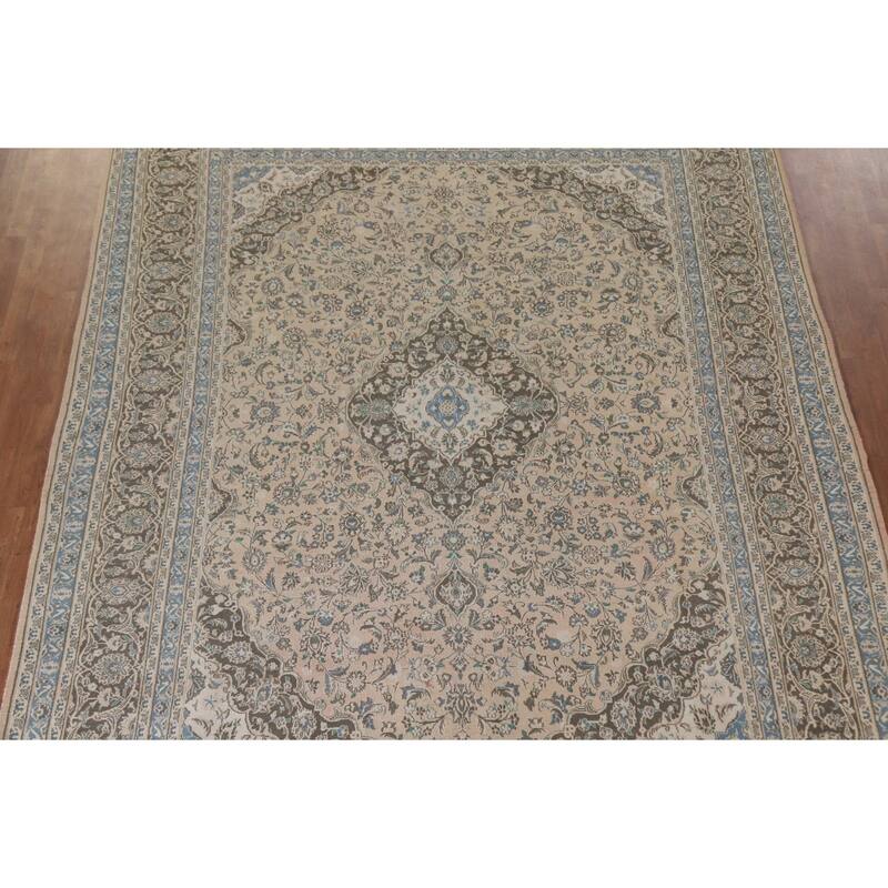 Hand Knotted Oriental 100% Wool Carpet Traditional Floral Peach Mashad Area Rug - 12' 4'' X 9' 5''