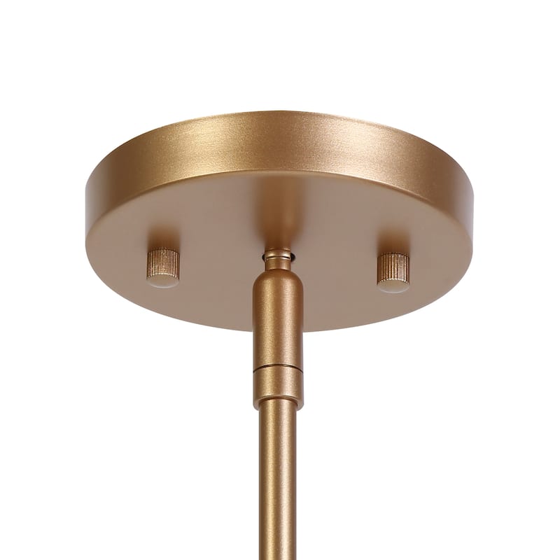 Modern Gold 1-Light Bell Pendant Light for Kitchen Island with Clear Glass Shade - 13.7" W x 10.6" H